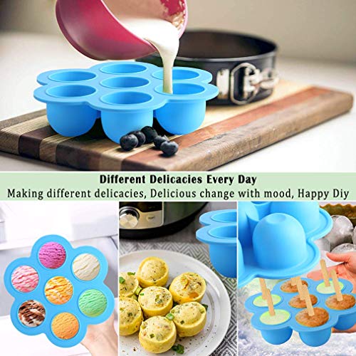 Image of 7PCS Silicone Egg Bites Mold Set with Steamer Rack for 6qt 8qt Instant Pot