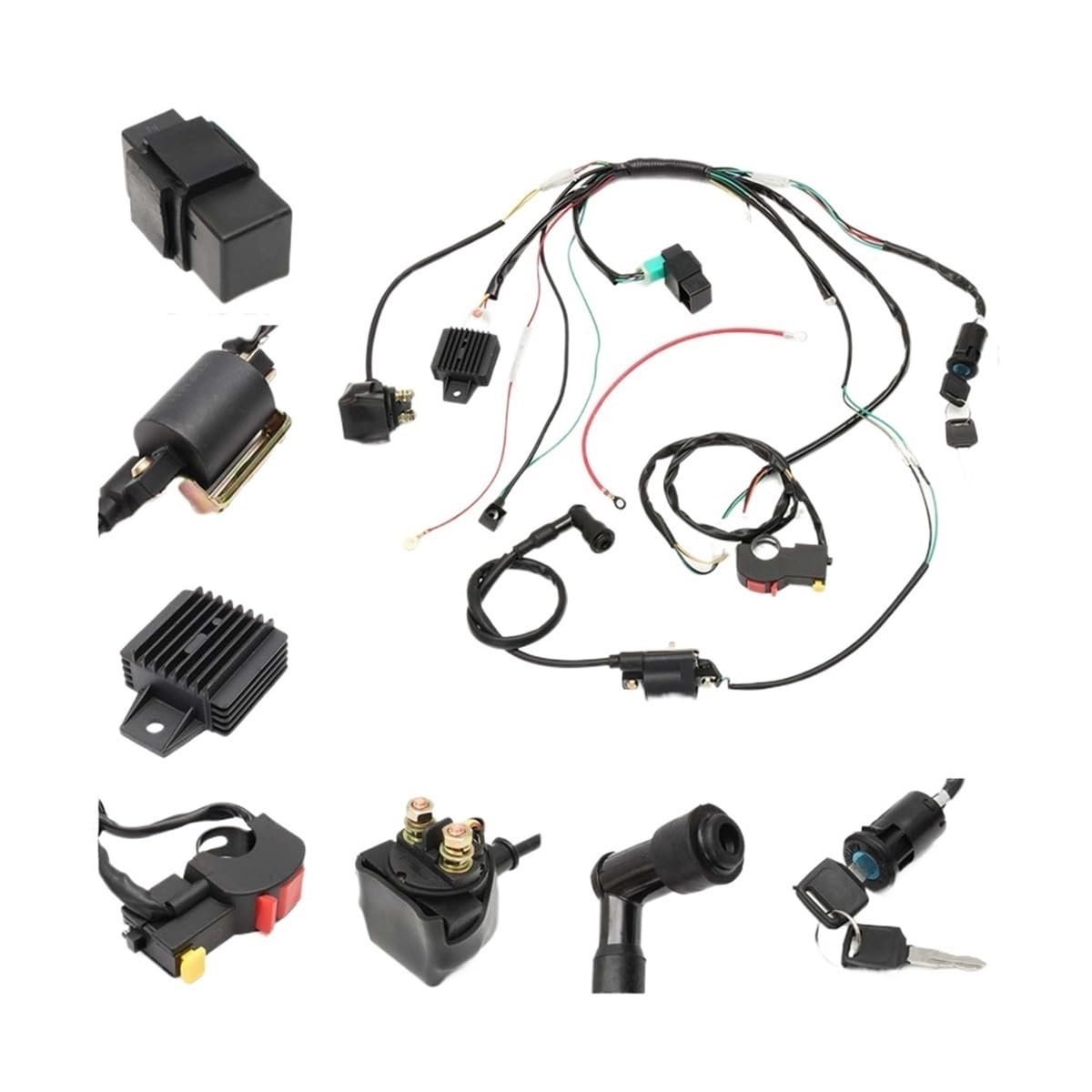 Bobina de encendido CDI para motocicleta Kit completo de arnés cableado arranque eléctrico encendido CDI 6 bobinas para