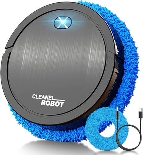 Genérico Robot Fregasuelos,Limpieza Inalámbrica, Larga AutonomíaObstacle Avoidance,Ultraplano y Silencioso,Limpieza multisuperficie,para Madera/Baldosas y Limpia alfombras,Suelos Duros - Negro
