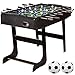 GAMES PLANET Tischfussball „Belfast“, klappbar, Farbe: Schwarz, nahtlos hochgezogene Spielfeldecken, inkl. 2 Bälle, Kicker Kickertisch Tischkicker