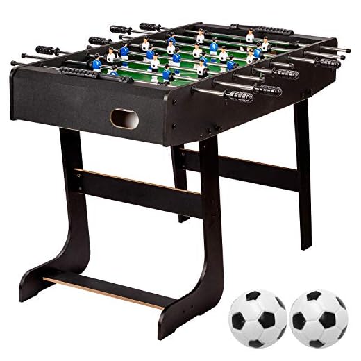 Maxstore Tischfussball „Belfast“, klappbar, Farbe: Schwarz, nahtlos hochgezogene Spielfeldecken, inkl. 2 Bälle, Kicker Kickertisch Tischkicker