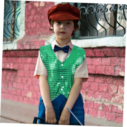 Boy Girl Sequin Vest V-neck Sleeveless Waistcoat for Jazz Dance and Festivals for Boys and Girls for4