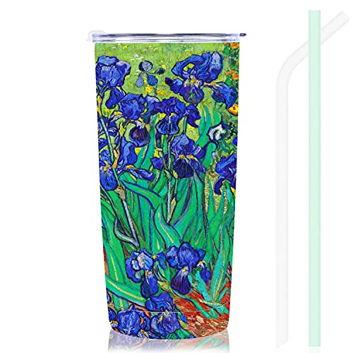 NymphFable 20oz Iris Flor Taza Termo Cafe para Llevar Taza Termica Acero Inoxidable Taza Personalizada