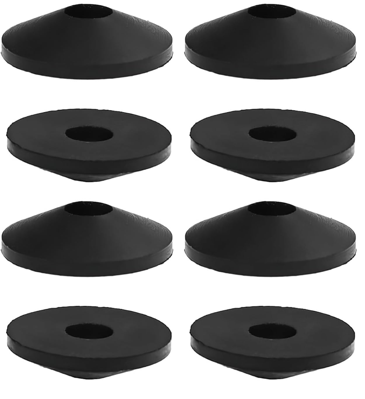 Snmygs Black 8Pcs Non Slip Toilets Seat Fixing, Toilet Seat Fittings, M8 Rubber Washers Toilet Seat Fixings, Replacement Conical Hinge Fitting For Conical Washers, Loose Seats