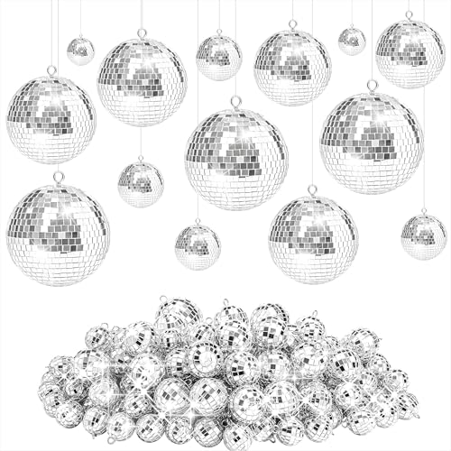 Boule à Facette Kit 26 Pièces Mini Décor Boules Disco Brillant Disco Ball et Crochet de Suspension pour la Décor de Mariage, Fête à la Maison, Fête...