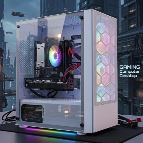 Image of STGAubron Gaming PC Desktop,Core I7,RX 7600 8G,16G RAM,512G SSD | Gaming Computer Tower for Streaming,Video Editing,Home,School,I7 up to 3.9GHz,ARGB Fan,WiFi 6,BT 5.2,4K DP,HDMI,Win11 Home