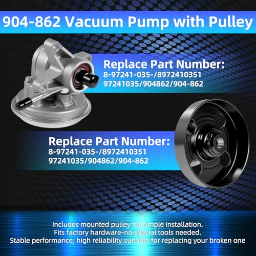 Bomba de vacío 904-862 con polea para Isuzu NPR/NPR-HD (1995-2020), motores L96, LQ4, L31 — Reemplaza 8972410351, 97241035, 904-862 miniatura 6