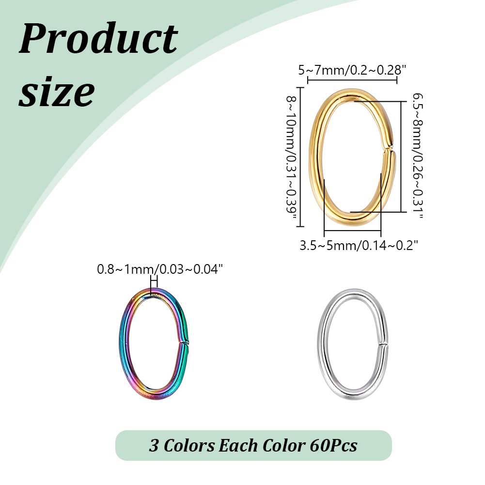 arricraft 180 Pcs 304 Stainless Steel Open Oval Jump Rings - Image 2