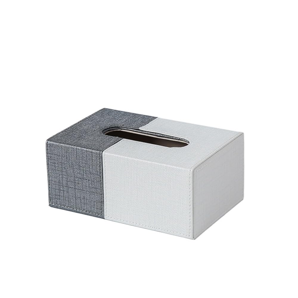 Tissue Fabric Tissue Box Square Clashing Colour For Home Hotel Room Desktop(White)