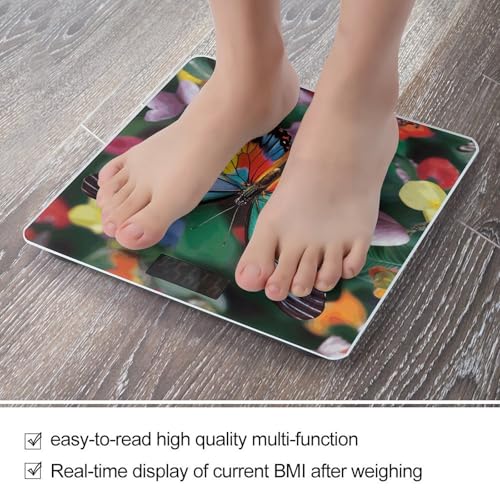 Báscula de baño digital Colorful Butterfly 400lb vidrio templado miniatura 5