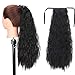 Vigorous Clip in Long Wavy Ponytail Extension Kinky Straight Long Tie Up 21 Inch Ponytail Synthetic Curly Ponytail Extension Women Girl Lady(1B#)