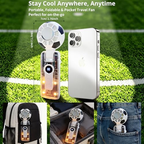 Aprilmin Portable Handheld Turbo Fan with Ice Cooling,rechargeable soccer fan,Powerful 5 S - image 5