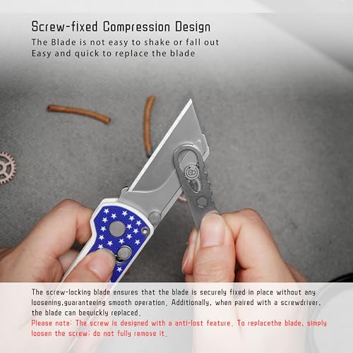 Image of OKNIFE U1 Pro Multitool Folding Utility Knife with Folding Screwdriver, Quick Change Blade, Rail Lock & Pocket Clip for Men Women (Stars & Stripes)