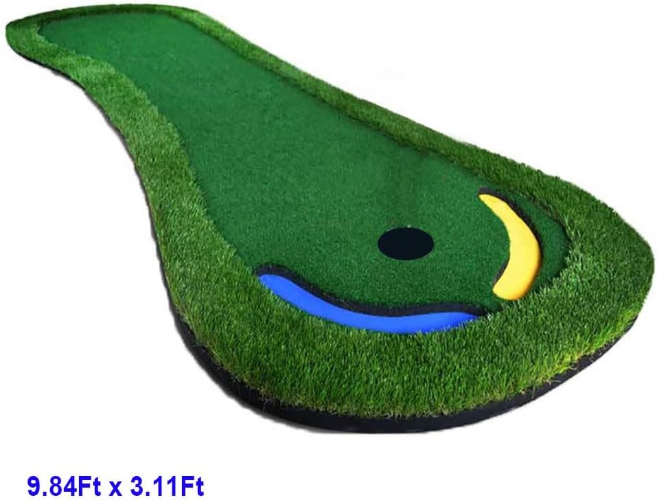 PAREKS Indoor Putting Green Mats Set, 10Ft X 3Ft Golf Putting Green with Training Aid Put Cup & Flags, Practicing Putt Green Carpet for Putting Indoor Outdoor