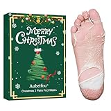 Weihnachts Pflegeset 2 Paar Aloe Vera Fussmaske, Weihnachts Feuchtigkeitsspendende Fußmaske, Fußpflege Socken, Soften Foot Peeling Mask, Geschenk für Freunde und Familie