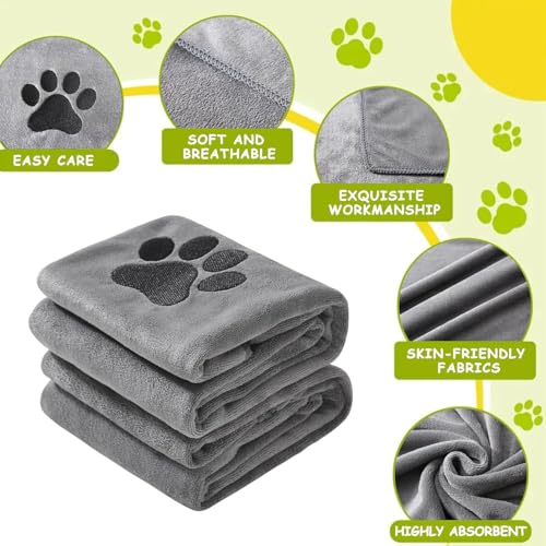2 Stück Hundehandtuch,Hundezubehör,Microfaser Handtücher für Hunde,Bietet Zusätzliche Saugfähigkeit für Hunde und Katzen,75 X 35 Cm Handtuch Hund,für Katzen,Hunde Oder Andere Haustiere (Grau)