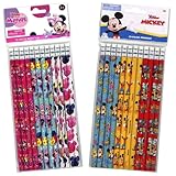 Luti 24 Mickey & Minnie Wooden Pencils Variety Pack for Schools, Parties, and Rewards,1 Count (Pack of 24)