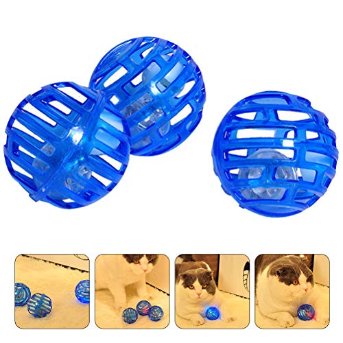Conjunto de brinquedos de bola de sino de gato engraçado resistente à mordida luminosa para gatos de