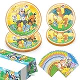 53Pcs Geburtstag Party Set - Partygeschirr, Deko, Servietten, Teller, Tischdecke - Kindergeburtstag Zubehör