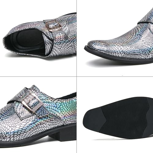 Men's Buckle Chelsea Boots,Leather Pointed Toe Slip On Retro Low Top Fashion Ballroom Party Western Cowboy Dress Boots2