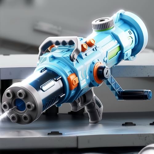 Manual Rocker Gatling Water Gun, Cool & Cute Shape Squirt-Gun, 20 Feet Long Range Water Blaster for 3-16years Kids/Teenager. (Blue)
