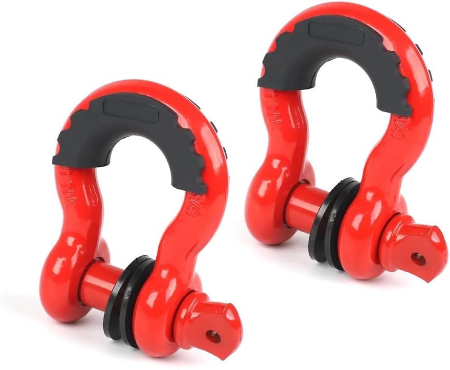 OUTMX with 3/4 Inch D Ring Shackle Front Tow Hook Bracket Compatible for Toyota Tacoma 2009-2024 for Trucks for Front Bumper(1 Set)