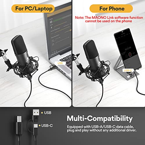 Maono Podcast Microphone, Usb Computer Mic For Pc With Software, Boom Arm And Professional Sound Chipset For Singing, Recording, Streaming, Gaming, Youtube (Au-A04E) Black #TOP5