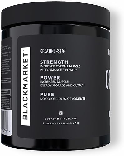 Miniatura 3 de BLACKMARKET RAW Creatine - Mezcla de bebida en polvo de entrenamiento para hombres y mujeres, mejora el tamaño muscular, la fuerza, la definición,