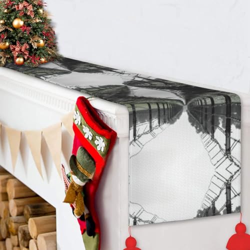 Chemin de table imprimé clôture militaire rectangulaire pour nappe de table basse