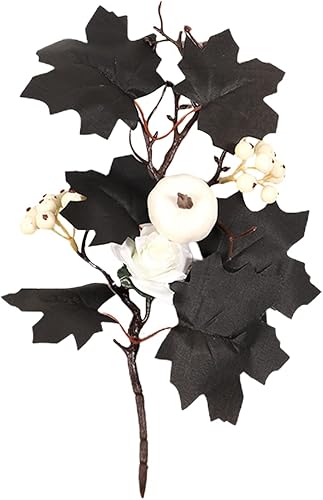 Miniatura 1 de Hojas de arce artificiales, ramas, tallos de otoño para jarrones, púas negras para jarrón, tallo de calabaza de otoño, bayas para decoración de