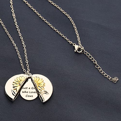 Sunflower Necklace Cow Lover Owner Gift Just a Who Loves Cows Jewelry Cowgirl Farming Farmer Gift2