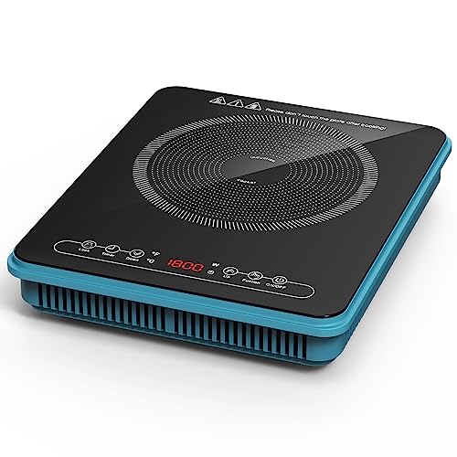 1800W Portable Induction Cooktop, Anhane Professional Countertop Burner Induction Hot Plate, Faster Heating Mode, 9 Power And Temperature Levels, Child Lock, 270 Mins Timer, 110-120V, Shatter-Proof Ceramic Glass Surface, Compatible Magnetic Cookware #TOP4