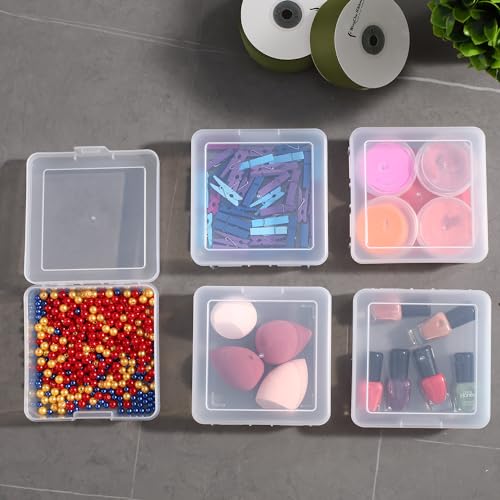 Image of 12 Pack Small Clear Plastic Storage Boxes with Lids, Craft Jewelry Life Item Organizer for Puzzles, Pens, Rings, Needle and Thread, Nail Polish, Remote Controls