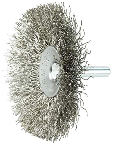 Image of Weiler 17917 3 inch Stem-Mounted Concave Crimped Wire Wheel, .014 inch Steel Fill, 1 /4 inch Stem, Made in the USA (Pack of 10)