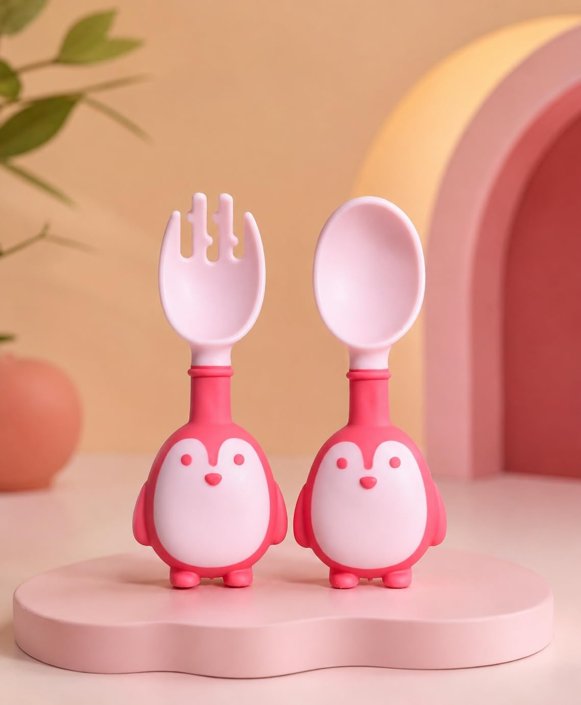 Premium Safe Feed Flexi Spoon & Fork Set for Baby Feeding, Food Grade PP Feeding Set, BPA & Phthalates Free Spoon and Fork Set for Kids 6+ Months (Pink)-image-35