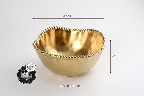 Miniatura 3 de Pampa Bay Cuenco mediano profundo de porcelana chapada en titanio, 8.5 pulgadas, tono dorado mate, horno, congelador, apto para lavavajillas
