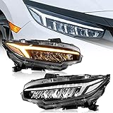 Huray LED Headlights for 10th Gen 2016-2022 Honda Civic, Headlamp Assemblies with Sequential Turn Si
