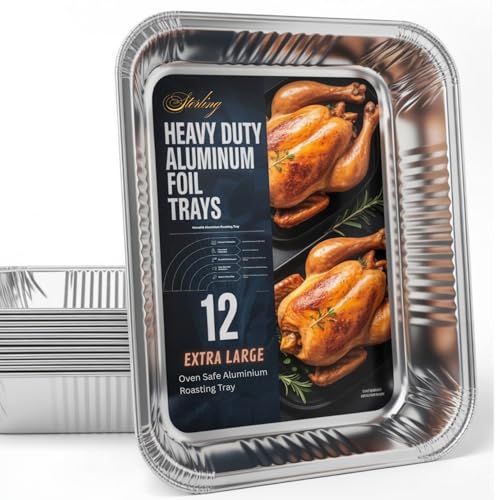 Sterling Deep Aluminium Foil Roasting Trays 46cm - Large Christmas Turkey Roasters & Catering Oven Pans - Pack of 3 Silver