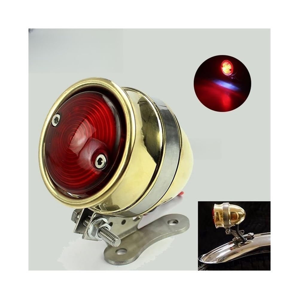 Fanale posteriore a LED in ottone per moto, lente rossa, luce targa, luce posteriore, luce stop posteriore per Ha&rley Cafe Racer Chopper Bobber Luces Freno Targa