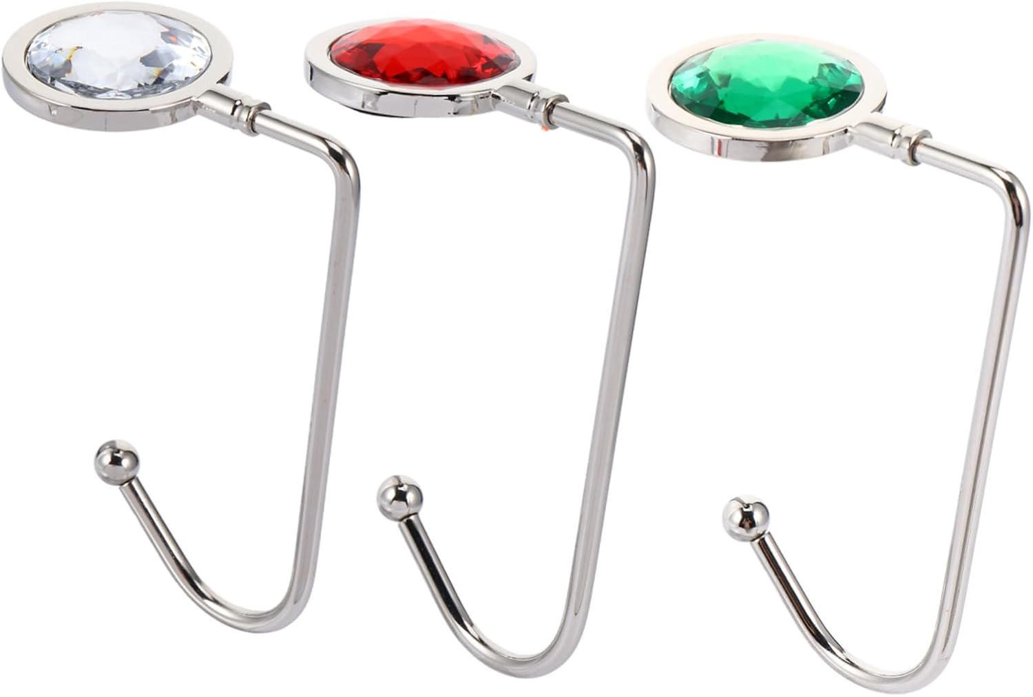 KOMBIUDA 6pcs Metal Christmas Stocking Hooks Rhinestone for Fireplace and Desk Decorative Handbag Hangers for Mantel Schoolbag and Daily Use