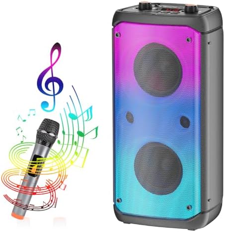 Cassa Bluetooth 60W Con Luci LED - Altoparlante Portatile Per Feste Con Microfono Karaoke - Foto 8