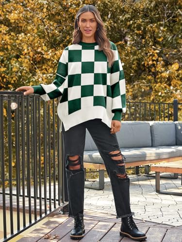 Image of LILLUSORY Women's Oversized Batwing Sweaters 2026 Fall Outfits Trendy Crewneck Knit Side Slit Fashion Pullover Tops