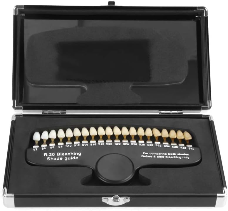 20 colores para blanquear los dientes, guía de sombra dental, blanqueamiento de porcelana con espejo para el seguimiento del dentista, blanqueamiento de dientes con rapidez y precisión