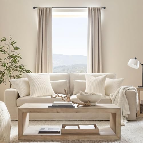 Image of Topfinel Decorative Beige Throw Pillow Covers Cushion Cases, Set of 4 Soft Velvet Modern Double-Sided Designs, Natural Home Decor, Pillow Inserts Not Included (22x22 inch)