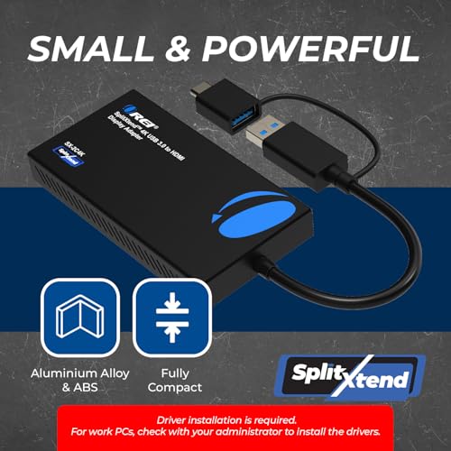 Image of OREI SplitExtend 4K HDMI Splitter Extended Display for Dual Monitor | Multi-Monitor Display 3 Separate Screens - USB A & USB-C Adapter to HDMI 2.0, 4K@60hz, DisplayLink Driver MacOS, Windows