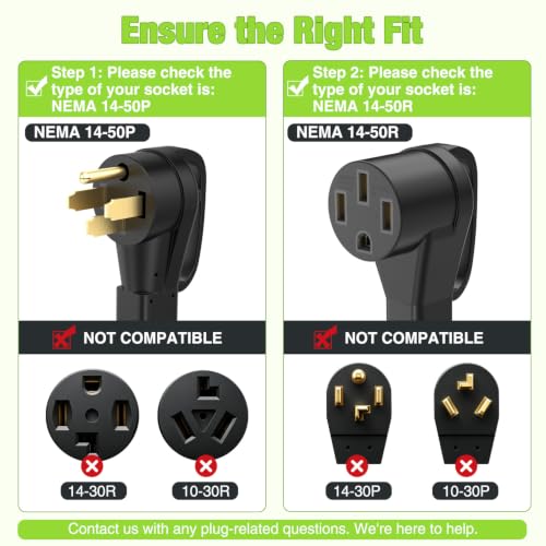 Image of Nilight 50FT 50 Amp RV Extension Cord 6 /3+8 /1 Gauge 14-50P /14-50R