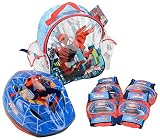 Set mochila, casco, rodilleras y coderas.
