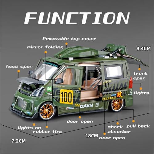 Image of 1:24 Scale Big Size Wuling Track Sports Van Toy Car | Metal Pullback Diecast Car for Kids with Openable Doors, Sound, Light Effects Toy for Car (Color As Per Available), Red