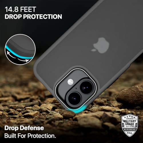 Image of CASEGEAR Bold Pro Back Cover Case Compatible with iPhone 16 | 14.8 Feet Drop Protection | 360 Complete Protection | Shockproof & Scratch Resistant | Black