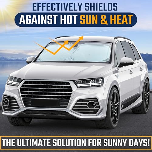 Image of Econour Car Windshield Sun Shade, Automotive Window Sunshade, Universal Fit for Cars SUVs and Trucks, Blocks 99% Heat and UV Rays, Keeps Car Interior Cool, Sun Visor Summer Car Accessory
